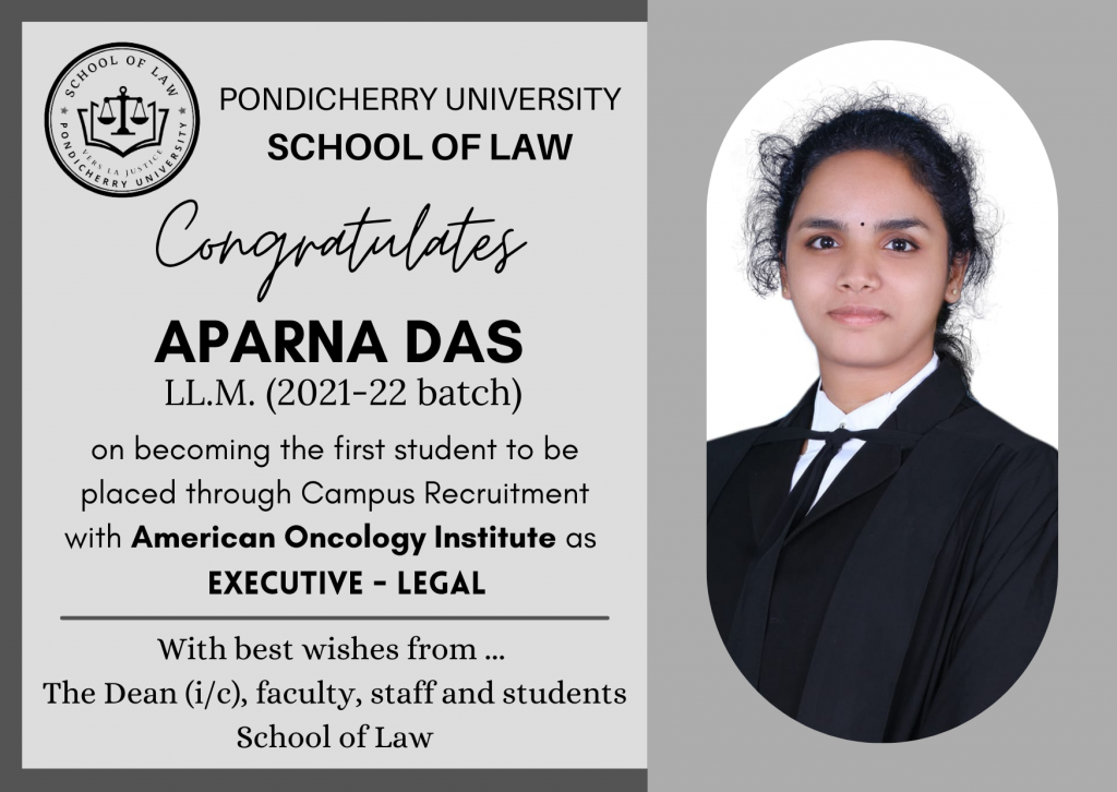 Student Achievement – Congratulations Message – School of Law 