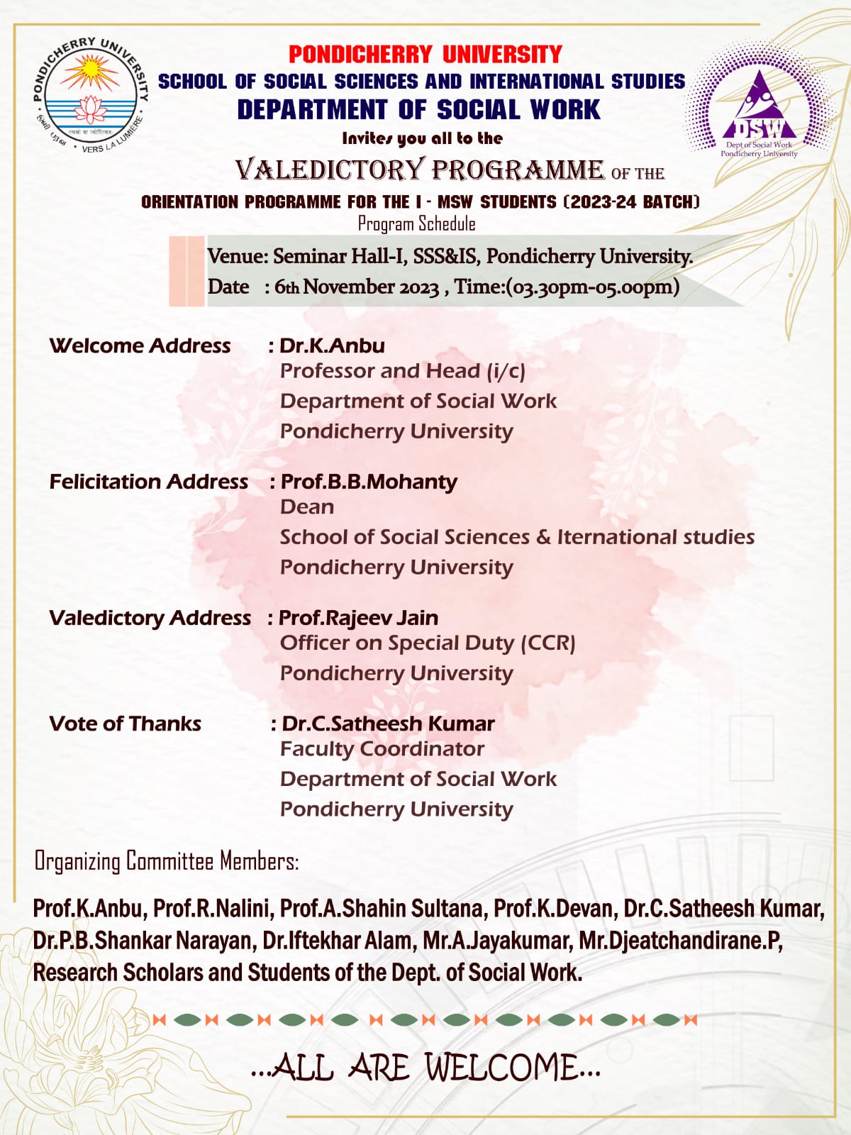 Valedictory Programme of the Orientation Programme for the First year ...