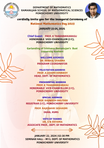 Inaugural Ceremony of National Mathematics Day 2023 – Department of ...