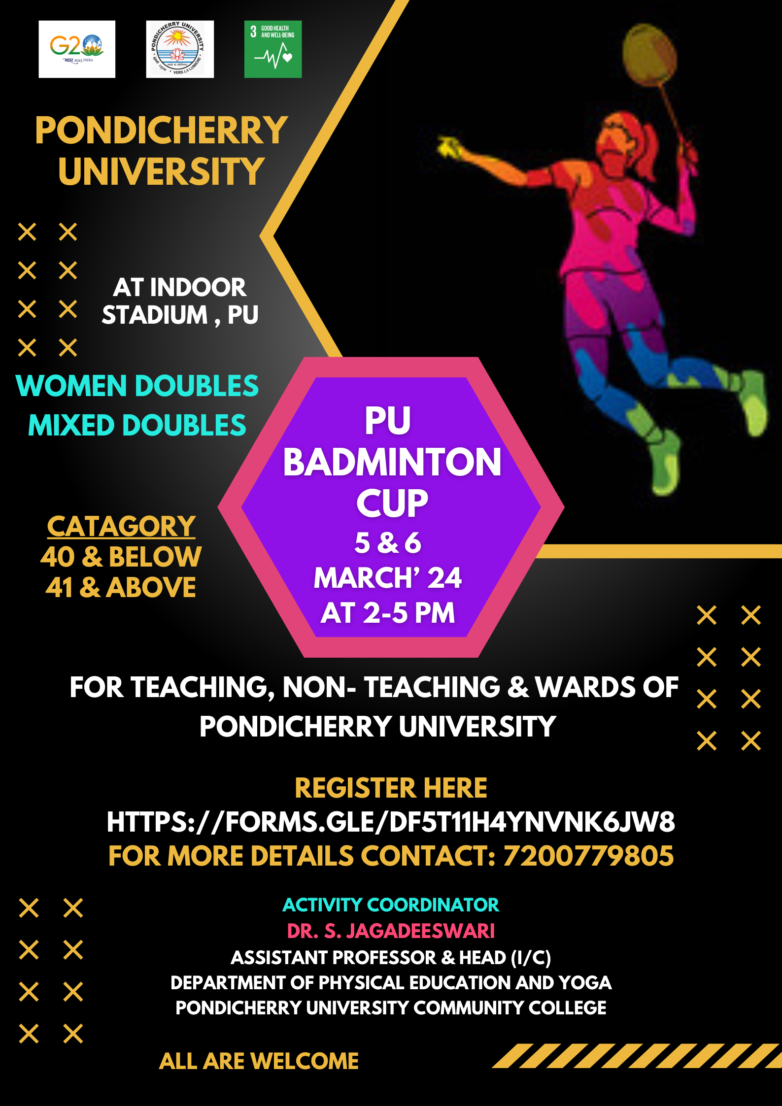 PU Badminton Cup PUCC, Lawspet Pondicherry University