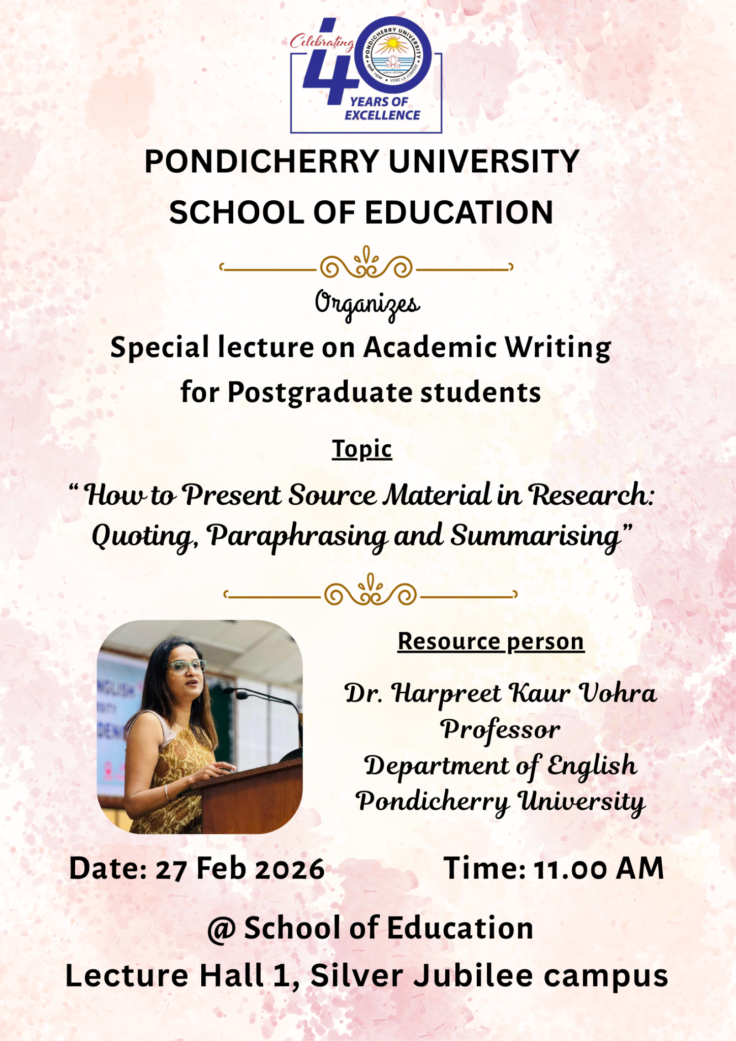 Present Source Special Lecture on Academic Writing for Postgraduate Students – How to ...